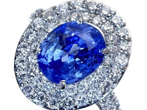 1円～【ジュエリー極】GIA鑑 スリランカ産 大粒上質非加熱ブルーサファイア5.58ct＆ダイヤ1.14ct 高級Pt950リング kitk9451okl【送料無料】