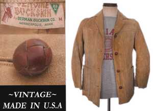 ビンテージ GENUINE バックスキン BERMAN BUCKSKIN 鹿deerレザー USA アメリカ製 VINTAGEジャケットRRLマッコイズ LEVIS エンジニア schott