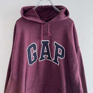 90s 韓国製 OLD GAP パーカー フーディ バーガンディ リバースウィーブ タイプ L