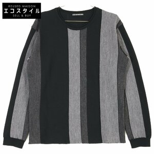 ISSEY MIYAKE MEN イッセイミヤケメン MI73KN018 黒切り替えニット ブラック グレー 2 トップス ウール メンズ 中古