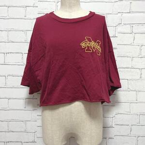 H&M Tシャツ M ワインレッド ショート丈