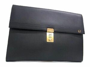 1円 ■美品■ dunhill ダンヒル レザー ダイヤルロック式 クラッチバッグ セカンドバッグ メンズ ブラック系 AZ5573