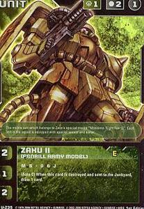 ガンダムウォー(米国版)3 緑 U-Z35 ザクII(フェンリル隊仕様) ZAKU II(FENRILL ARMY MODEL) GUNDAM WAR BINDING FATE ホロカード ジオン