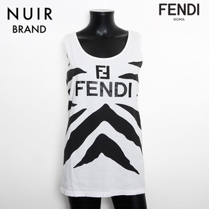 フェンディ FENDI タンクトップ Size:40 ロゴ コットン ホワイト