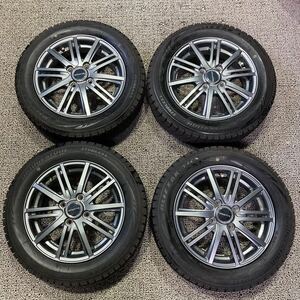 AG678-51 送料無料　155/65R14 軽自動車全般に　中古スタッドレス　ブリヂストン　VRX 4本　社外ホイール　14×4.5J ET45 PCD100/4H 1円〜