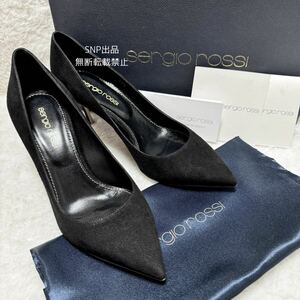 セルジオロッシ SERGIO ROSSI 未使用品 ポインテッドトゥ ヒール パンプス スエード レザー Scarpe Donna A43841ブラック 35 1/2 約22.5cm