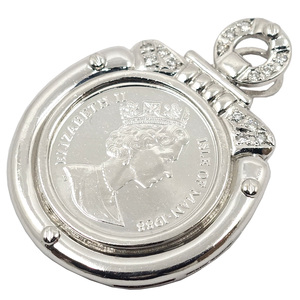 【栄】ジュエリー ペンダントトップ ELIZABETH QUARTER NOBLE 1/4oz Pt900/Pt1000 ダイヤ0.20ct 約20.0g 本体のみ