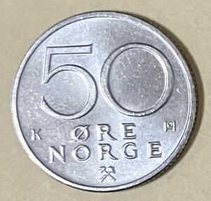 ノルウェー　50オーレ　1983年　外国コイン　アンティーク　古銭　外国銭　ノルウェーコイン