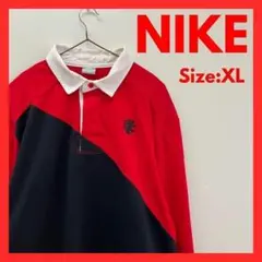 【美品】古着　NIKE ナイキ　ラガーシャツ　レブロン　メンズ　赤・黒　XL