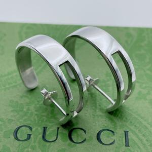 【極美品】GUCCI ピアス　フープ　Gマーク　シルバー925