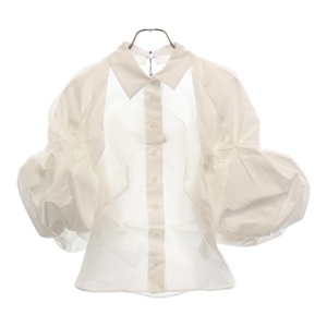 JACQUEMUS ジャックムス 23SS La Chemise Maraca Shirt デザインカラー パフスリーブ 半袖シャツ ホワイト レディース 231SH032-1326