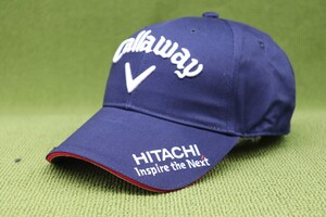 新品 Callaway キャロウェイ 日立スポンサー刺繍 HITACHI Inspire the Next ODYSSEY キャップ 帽子 紺白 ネイビーホワイト コットン 管No2B