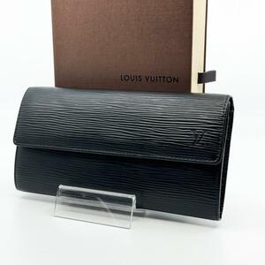 R531 未使用に近い ルイヴィトン エピ ポルトモネ ノワール 長財布 フラップ オールレザー 黒 ブラック LOUIS VUITTON