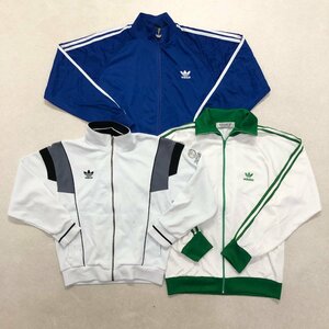 ●90s adidas アディダス トラックジャケット 3点 ジャージ デサント社含 3ライン トレフォイル ヴィンテージ sizeMIX 卸 現状品 1.33kg●