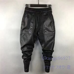 A0385☆新品人気レザーパンツ メンズ 革パンツ ライダースパンツ モーターパンツ バイクパンツ　ロングパンツ 防風 防寒 防水ｗ28～ｗ42