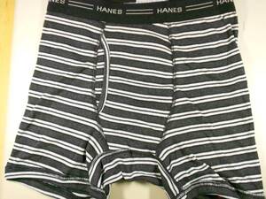 Hanes TAGLESS BOXER BRIEFS ボーダー柄(2枚組）- M