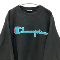 Champion REVERSE WEAVE ロゴ刺繍 黒 ビッグサイズ 古着