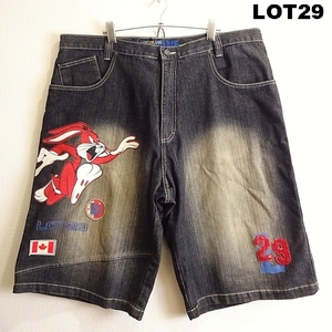 即決★ 送料無★ 希少★　ビッグサイズ★　LOT29　ハーフパンツ　W104cm　バッグスバニー　バギーデニム　ブラック　F613