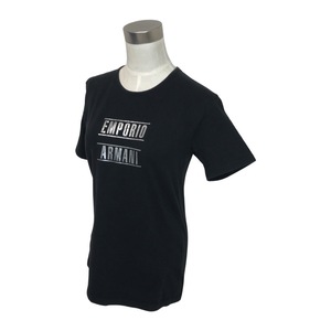 ★EMPORIO ARMANI エンポリオアルマーニ★レディース ロゴ 箔プリント 半袖 Tシャツ カットソー 黒 ブラック size L 管:B:09