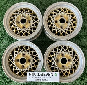 ★ZONA MESH-2 メッシュ ブリヂストン 14インチ 114.3/4H ★14×5.5J +15 PCD114.3 4穴 ハブ:約80mm 4本Set 中古★腐食劣化有 ★送料無料