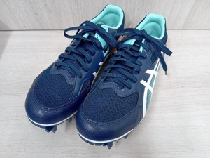 中古良品 asics EFFORT13 陸上競技スパイクシューズ オールウェザー 土トラック兼用 27.5cm ネイビー 1093A167