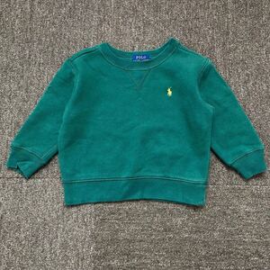 RALPH LAUREN ラルフローレン キッズ スウェット トレーナー POLO ロゴ刺繍 2/2T 95 グリーン 緑 ワンポイントロゴ 裏起毛 