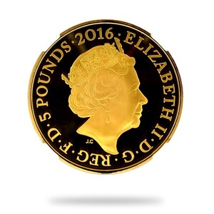 【最高鑑定】2016年 イギリス エリザベス2世 生誕90周年記念 5ポンド 金貨 NGC PF 70 UC 最高鑑定　アンティークコイン　＊動画あり