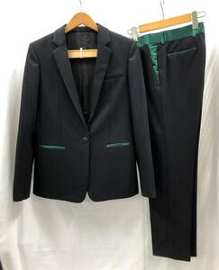 CELINE パンツ スーツ セットアップ レディース ジャケット サイズ34 パンツ サイズ38 ブラック×グリーン セリーヌ SS-949056