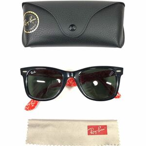 【レイバン】本物 Ray-Ban サングラス WAYFARER ウェイファーラー RB 2140-F 黒×赤×白 メンズ レディース イタリア製 ケース付 送料520円