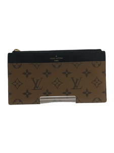 LOUIS VUITTON◆ルイヴィトン/M80390/スリムパース/モノグラムリバース/長財布/PVC/キャメル/モノグラム