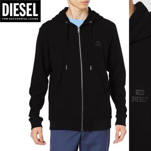 新品 未使用 タグ付き ★定価40,700円 DIESEL ディーゼル メンズ S ロゴ ワンポイント ジップアップ スウェット パーカー ブラック 29