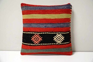 kilim052 未使用 OLD KILIM (オールドキリム) クッションカバー ターキッシュキリム トルコ 手織り 40×40cm 送料無料