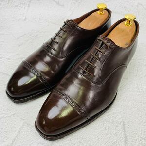 【希少】Crockett&Jones クロケットアンドジョーンズ ベルグレイブ パンチドキャップ 茶 ブラウン 7 25.5cm ビジネス フォーマル