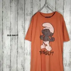 90s OLD NAVY スマーフ 霜降り Tシャツ ヘザーオレンジ L