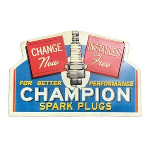 CHAMPION PLUGS チャンピオン プラグ エンボス サイン 看板 アメリカン雑貨 アメ雑