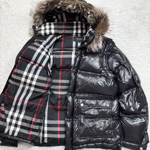 【美品Lサイズ!!!】BURBERRY BLACK LABEL バーバリーブラックレーベル 4way ダウンジャケット シャイニー メガチェック ホースロゴ メンズ