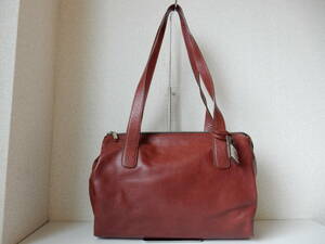 本革☆PELLE BORSA(ペレボルサ)☆A4対応☆レザーショルダーバッグ レッドブラウン(金具シルバー)