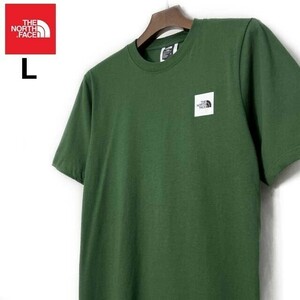 1円～!売切!【正規新品】THE NORTH FACE SHORT-SLEEVE BOX LOGO TEE 半袖 Tシャツ US限定 ボックスロゴ 男女兼用 キャンプ(L)緑 180902-15