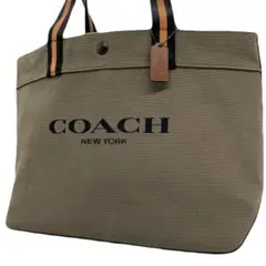 未使用✨COACH トートバッグ デカロゴ キャンバス レザー カーキ 大容量