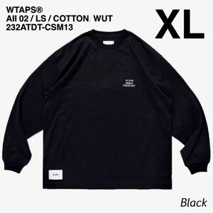 XL 新品 2023AW WTAPS ダブルタップス AII 02 / LS / COTTON. WUT 232ATDT-CSM13 ロゴ刺繍 長袖 Tシャツ 04 黒 ブラック ロンT 送料無料