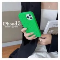 【大人気】緑　イントレチャート　iPhoneケース　シリコン　携帯カバー