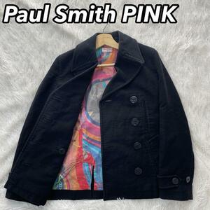 Paul Smith Pink ポールスミス ピンク Pコート ジャケット レディース 女性 40 L相当 裏地総柄 ブラック 黒色 フォーマル