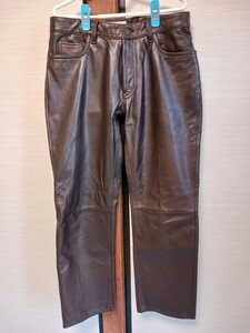 129 GAP レザーパンツ W32 ブラウン CA17897股下73cm 革パンツ