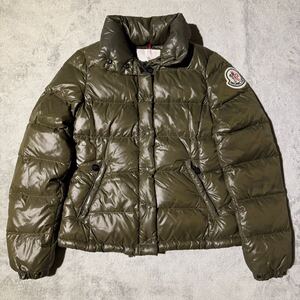 S相当★MONCLER CLAIRE モンクレール クレア ダウンジャケット ジャンパー ブルゾン デカロゴ ビッグワッペン カーキ レディース 00 