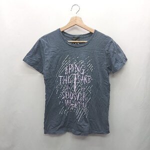 ◇ ⊂ Φ BEAMS T ロゴプリント 半袖 Tシャツ サイズS ブルー系 レディース E