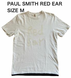 【送料無料】中古 PAUL SMITH RED EAR レッドイアー プリント Tシャツ ホワイト&裾ブラック サイズM