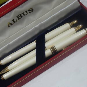 1円スタート激レア ALBUS ゴールド ホワイト ボールペン 万年筆 シャープペンシル 箱付き 32299 11-2