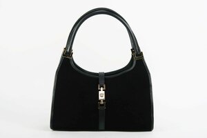 【美品】GUCCI グッチ ジャッキー スエード ハンドバッグ ブラック 002・1068・3444【PK76】