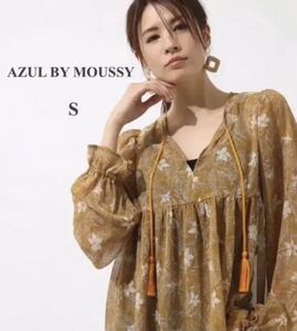 新品未使用AZUL BY MOUSSYフリンジ付き柄ブラウス カットソーSサイズ