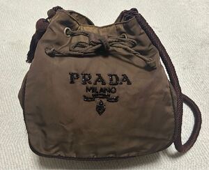 PRADA プラダ ビーズ装飾 巾着/ショルダーバッグ ナイロン